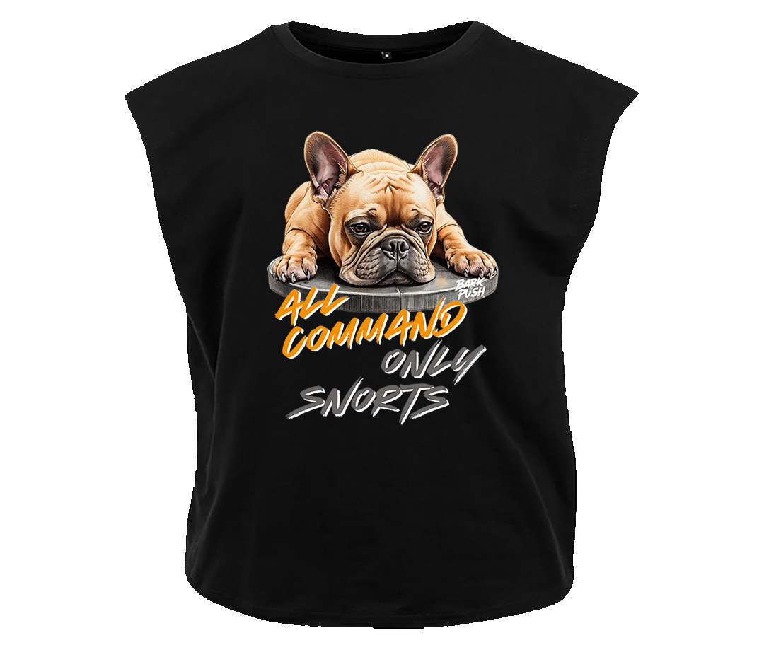 T-Shirt Smanicata Bulldog Francese Crema & Plate