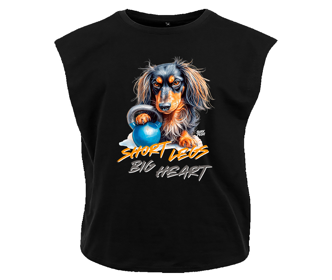 T-Shirt Smanicata Bassotto Pelo Lungo & Kettlebell