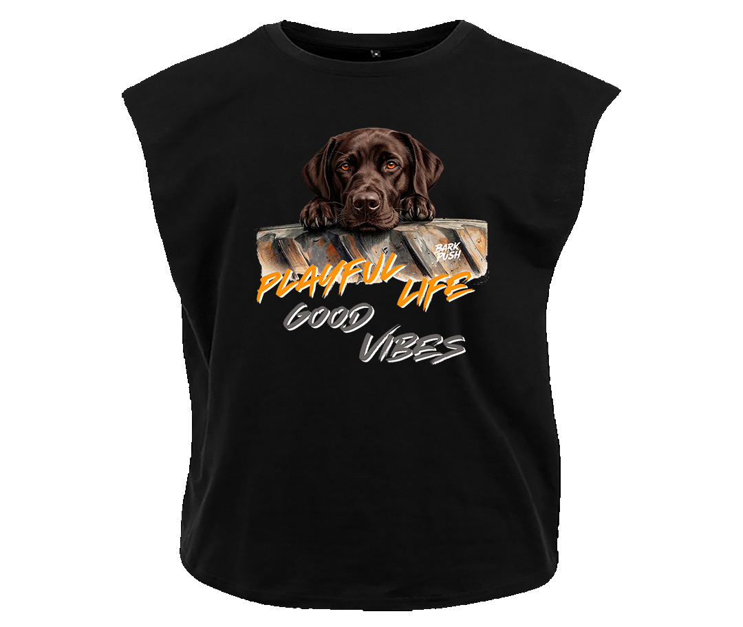 T-Shirt Smanicata Labrador Cioccolato & Ruota