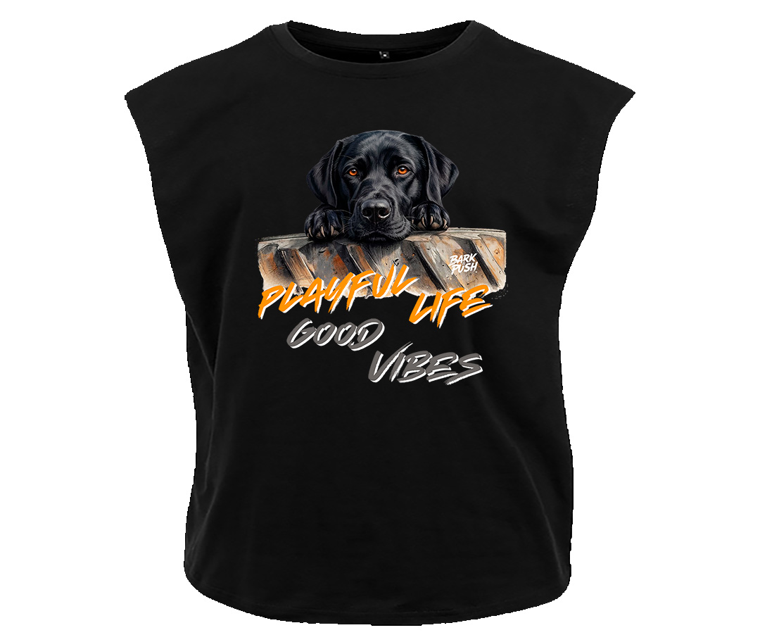 T-Shirt Smanicata Labrador Nero & Ruota