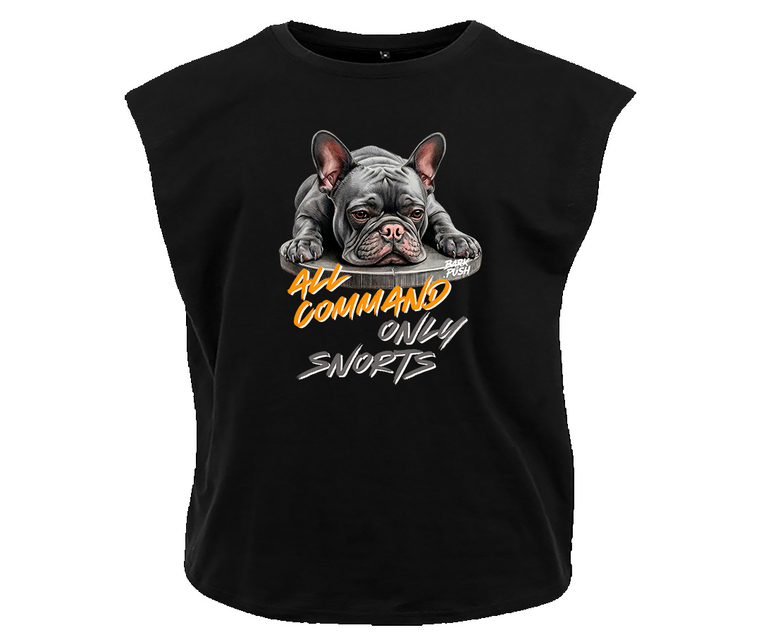 T-Shirt Smanicata Bulldog Francese Grigio Scuro & Plate