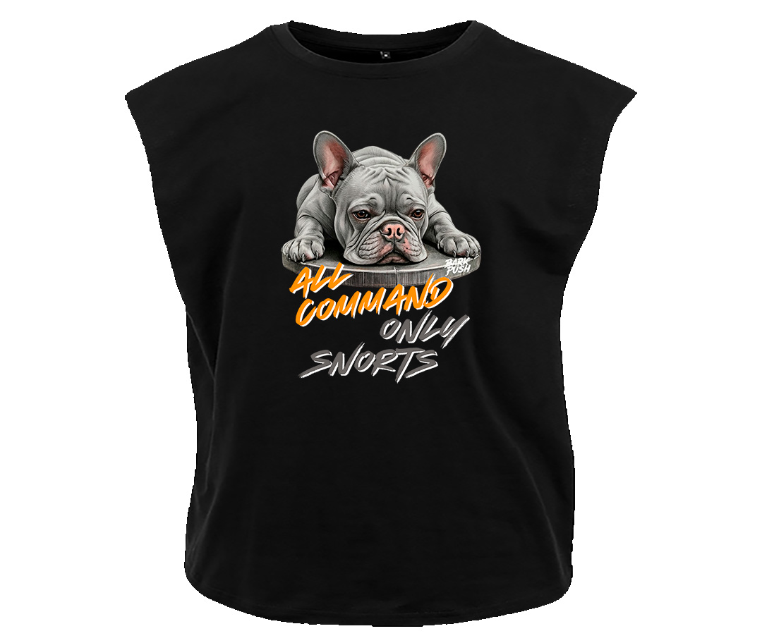 T-Shirt Smanicata Bulldog Francese Grigio Chiaro & Plate
