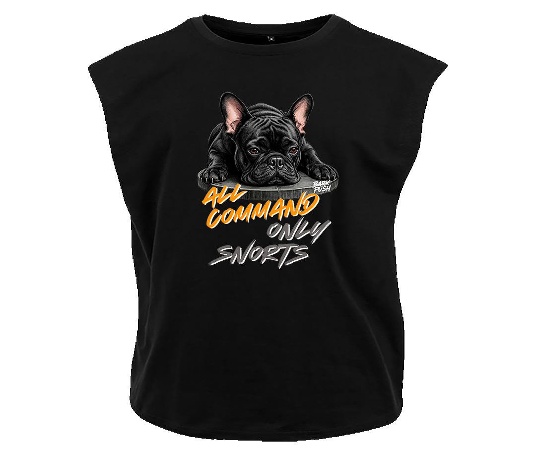 T-Shirt Smanicata Bulldog Francese Nero & Plate