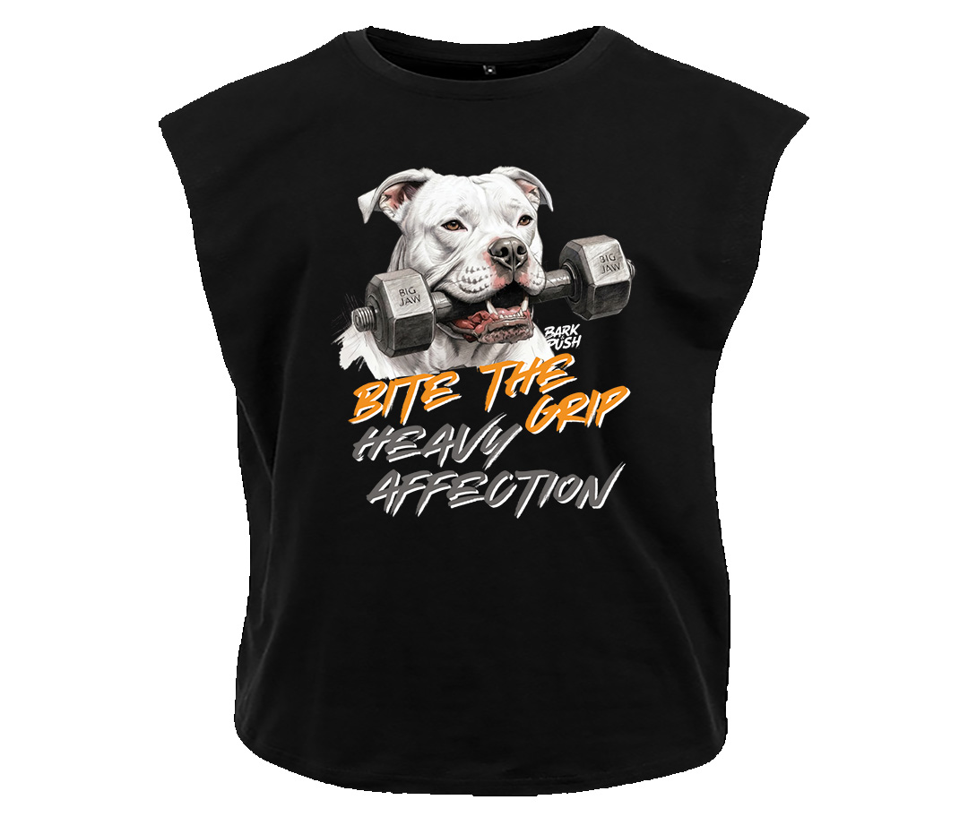 T-Shirt Smanicata Amstaff Bianco & Dumbbell